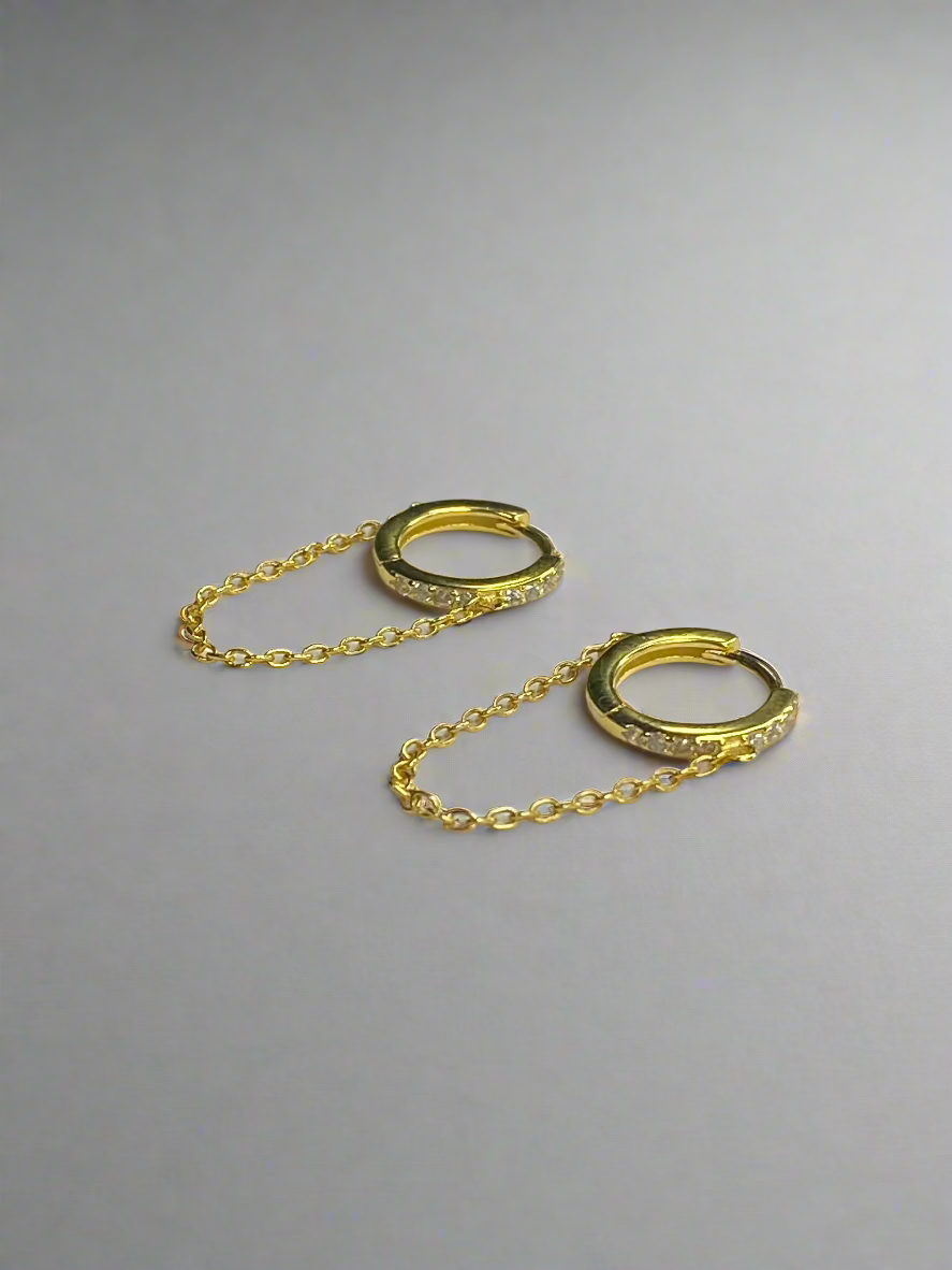 Chain Drop Huggie Earrings