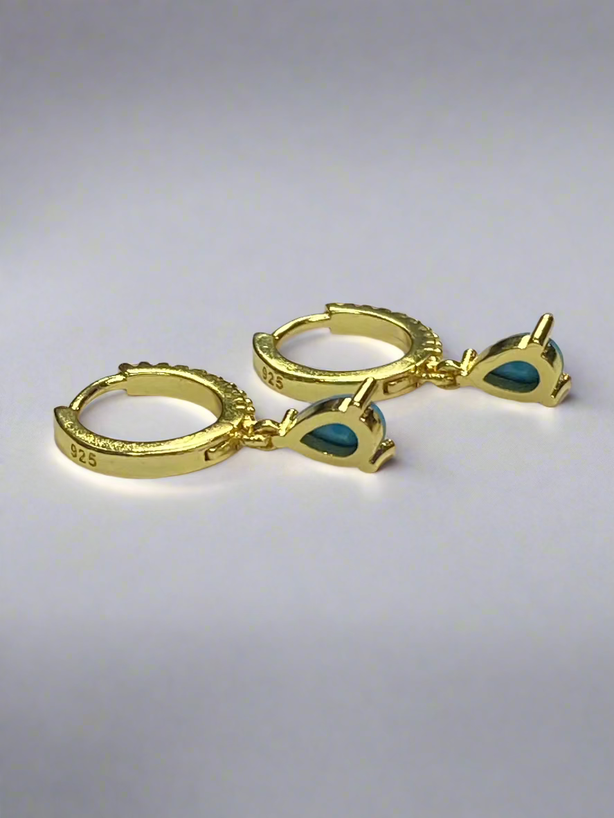 Turquoise Teardrop Huggie Earrings