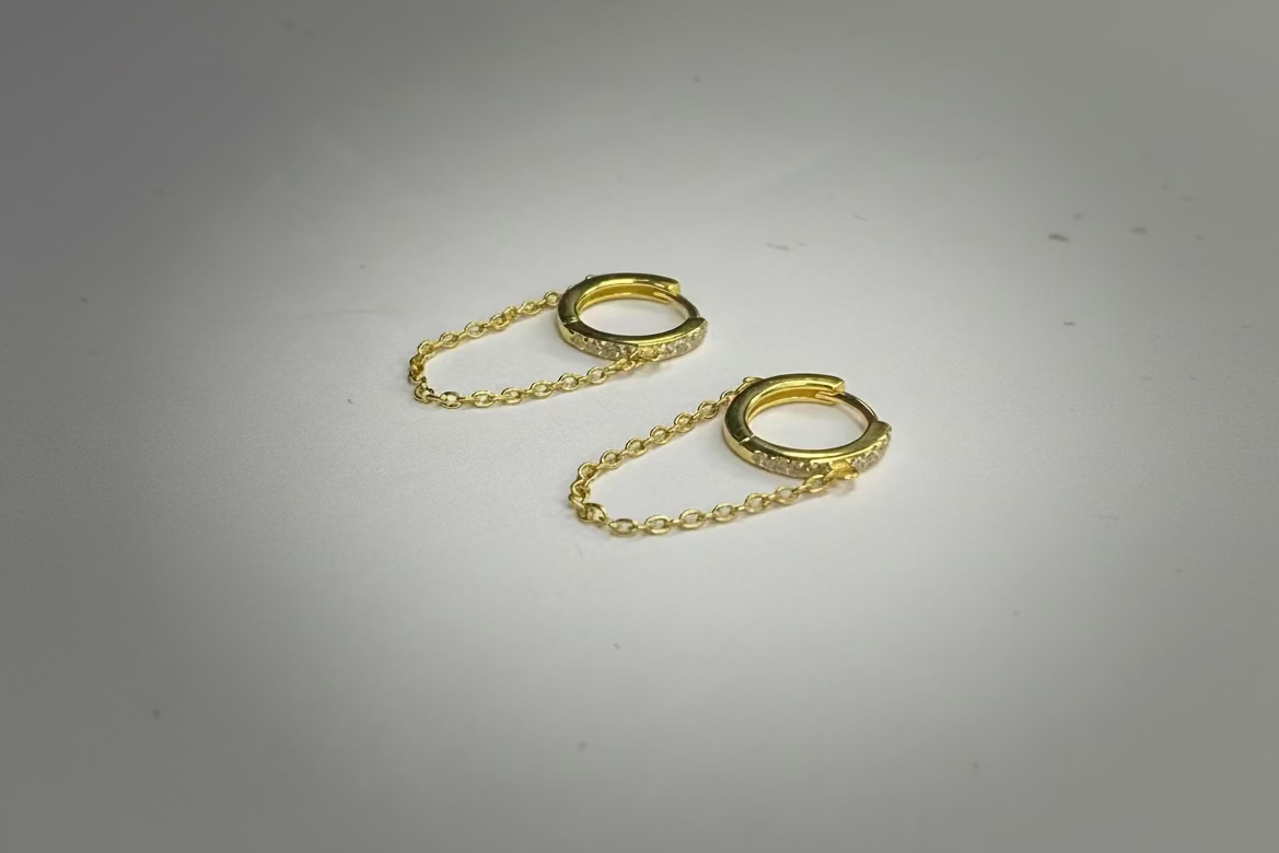 Chain Drop Huggie Earrings